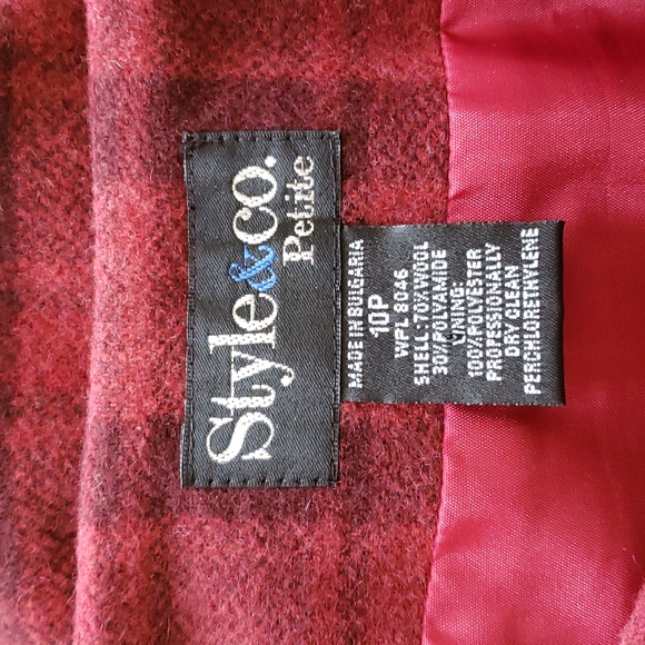VINTAGE Plaid Wool Wrap Skirt Burgundy Black - Picture 8 of 8